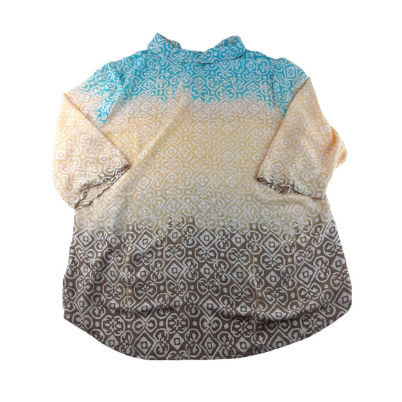 Chicos Womens Printed Ombre 3/4 Sleeve Sheer Popover Tunic Top Lightweight XL 3 - Picture 3 of 9